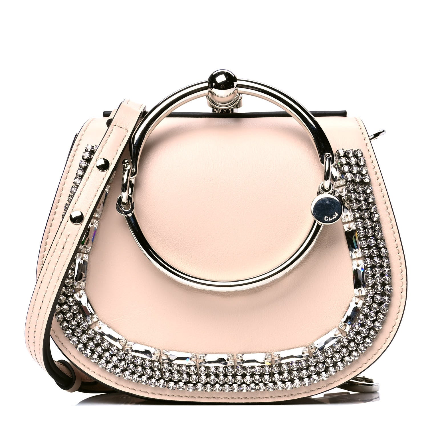 Chloe Calfskin Crystal Embellished Small Nile Bracelet Bag Cement Pink 1 of 4