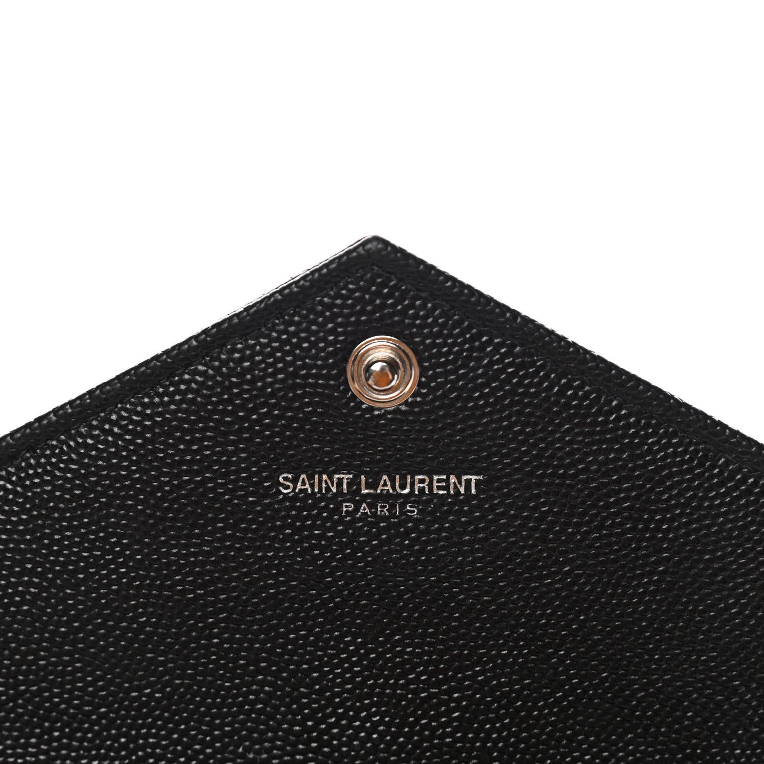 Saint Laurent Grain De Poudre Matelasse Chevron Monogram Envelope Chain Wallet Black 7 of 12
