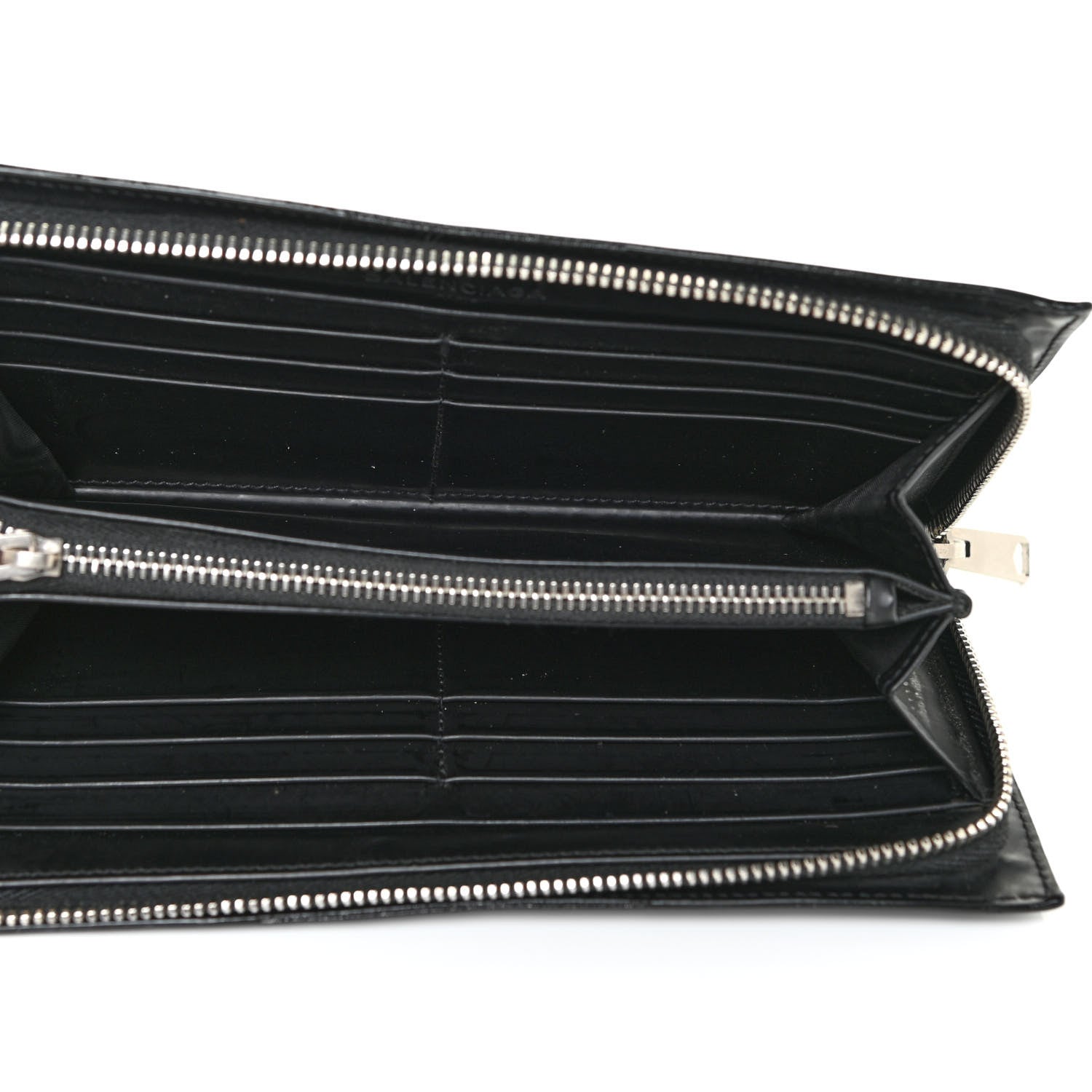 Balenciaga Calfskin Grid Embossed Zip Around Wallet Black 5 of 18