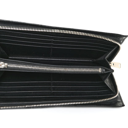 Balenciaga Calfskin Grid Embossed Zip Around Wallet Black 5 of 18