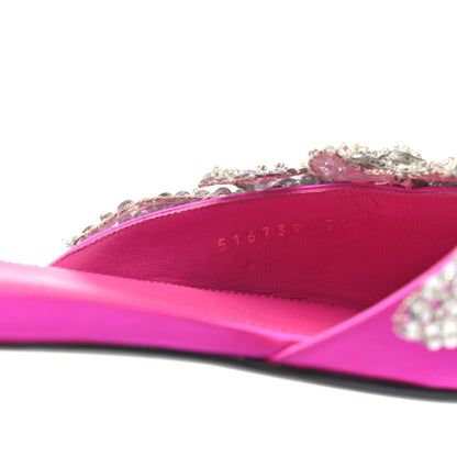 Balenciaga Satin Sequin Embellished Slash Slippers 37 Fuchsia 8 of 8