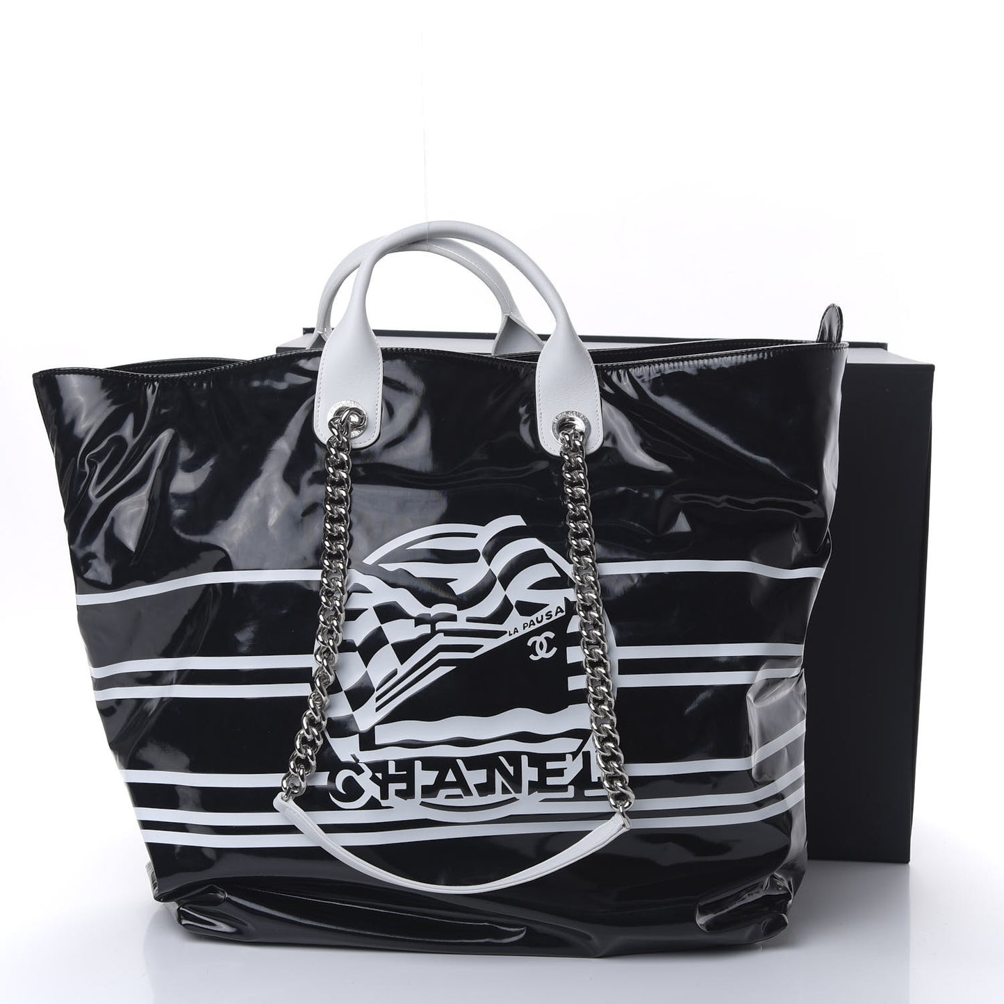 Vinyl Large La Pausa Bay Shopping Bag Black