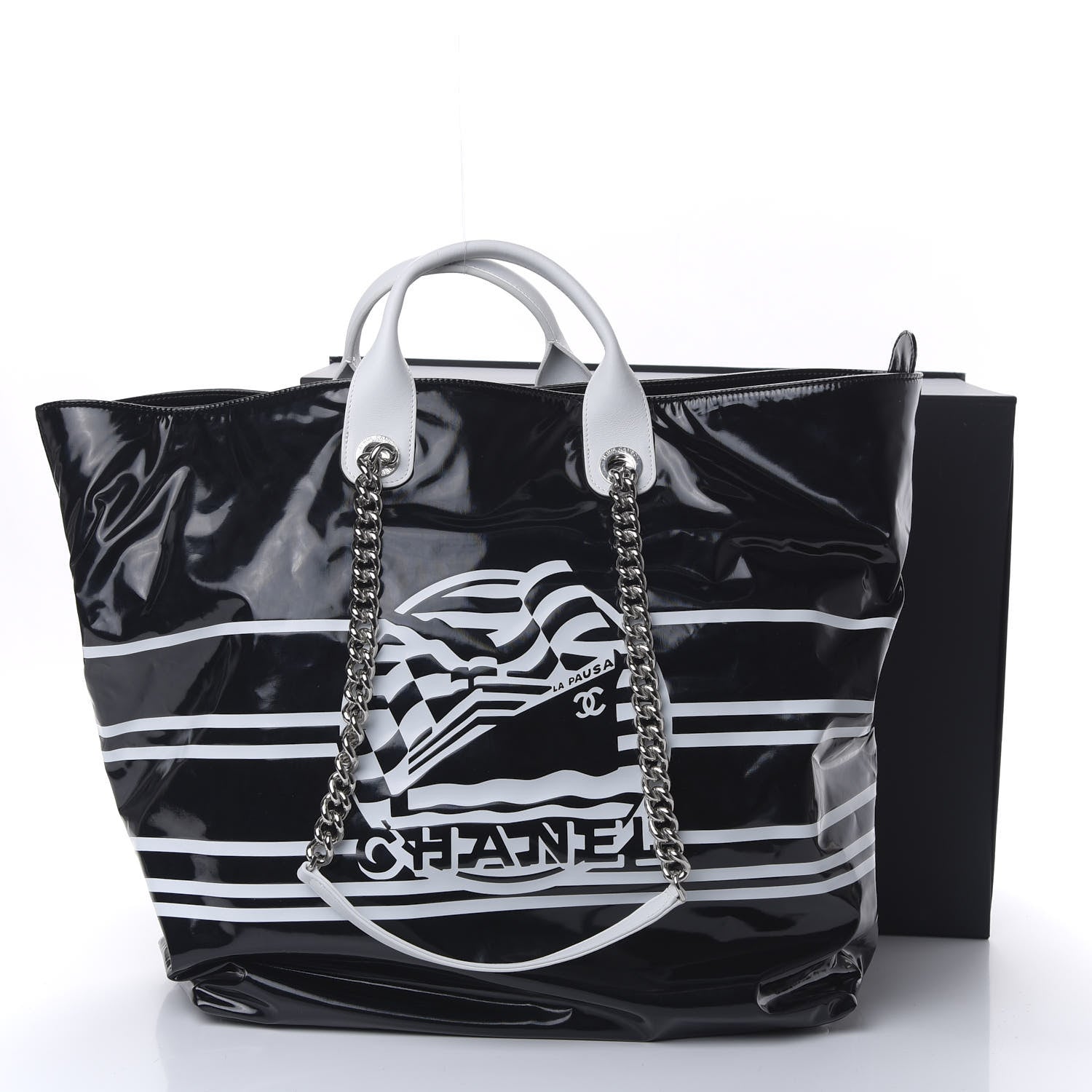 Chanel Vinyl Large La Pausa Bay Shopping Bag Black 10 of 10