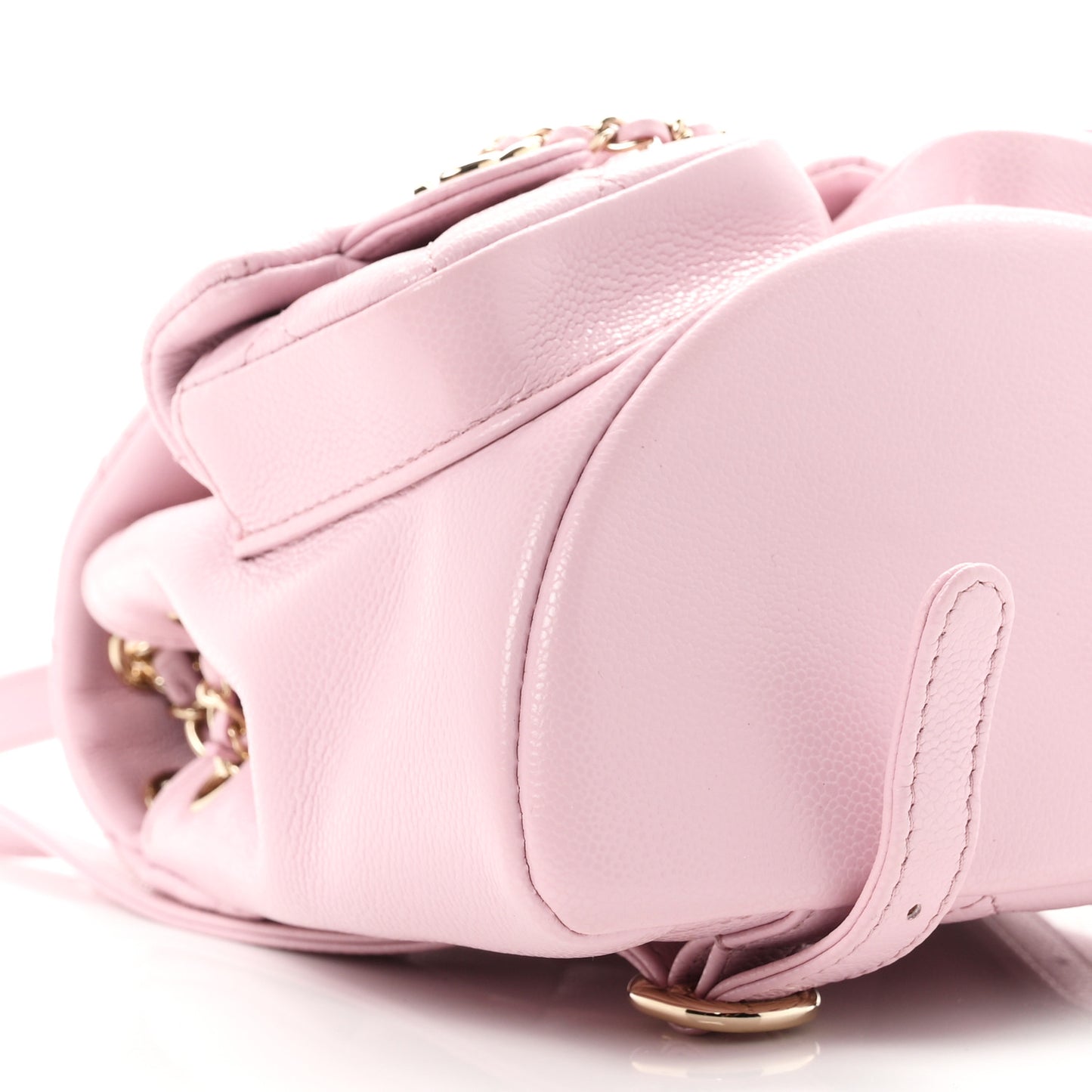 Shiny Caviar Quilted Small Duma Pockets Drawstring Backpack Pink