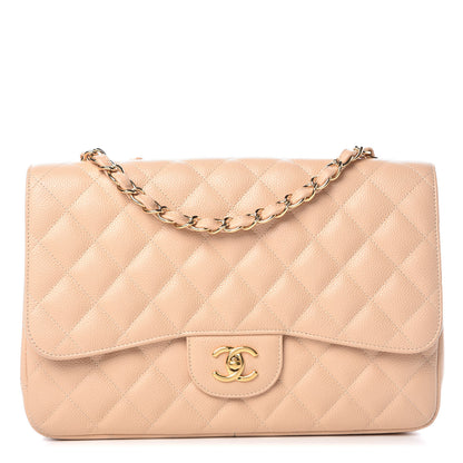 Chanel Caviar Quilted Jumbo Single Flap Beige Clair 1 of 9