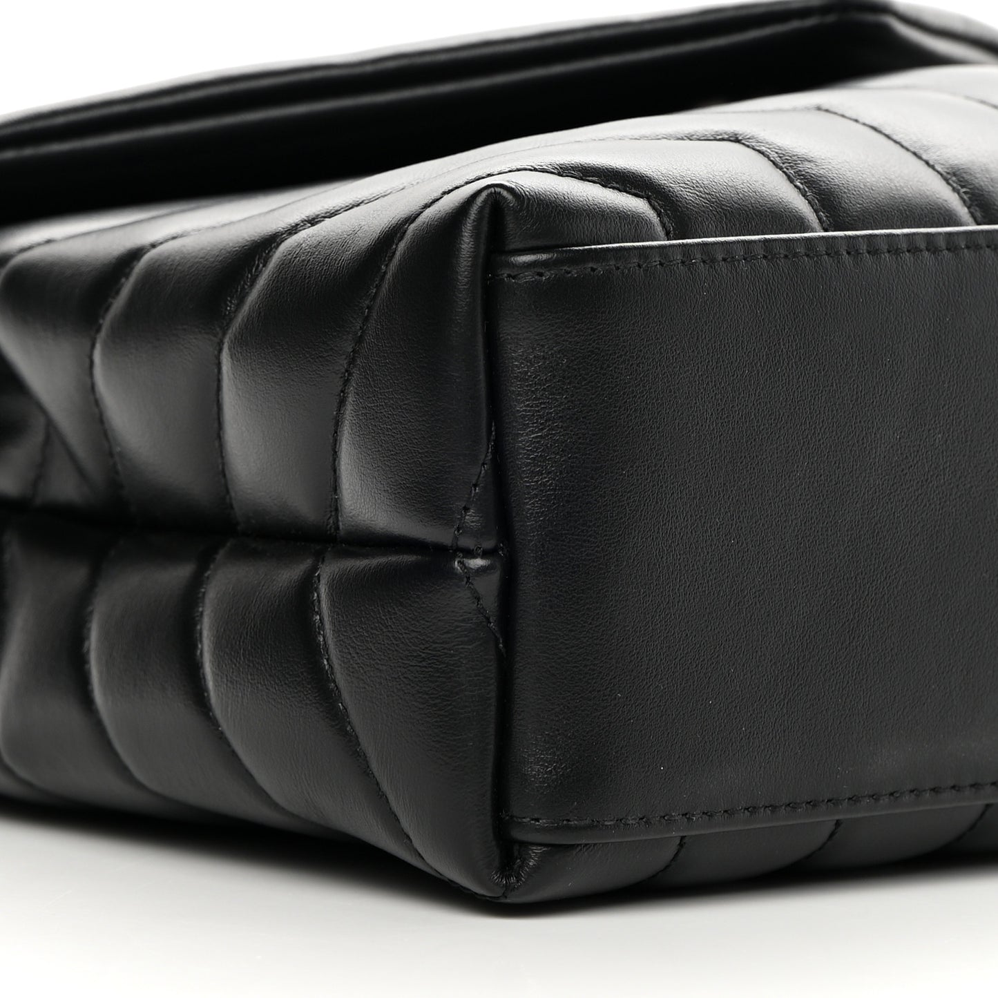 Calfskin Y Quilted Monogram Monochrome Small Loulou Chain Satchel Black