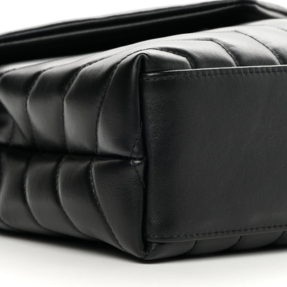 Saint Laurent Calfskin Y Quilted Monogram Monochrome Small Loulou Chain Satchel Black 9 of 10