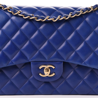 Chanel Lambskin Quilted Jumbo Double Flap Blue 8 of 22