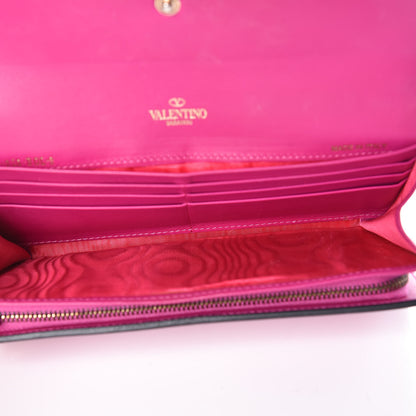 Valentino Garavani Calfskin Rockstud Wristlet Travel Wallet Fuxia 5 of 12