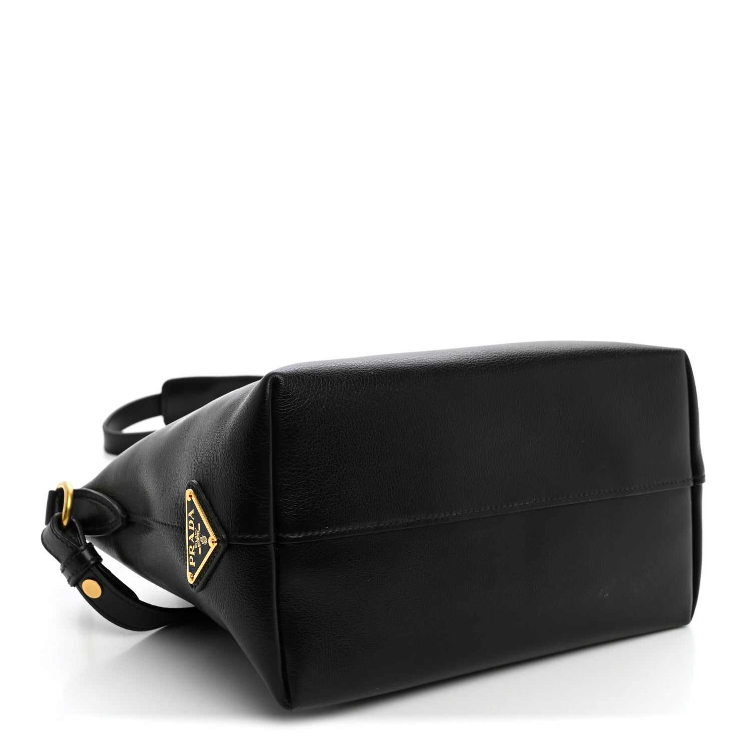 Prada Glace Calfskin Embossed Logo Tote Black 4 of 11