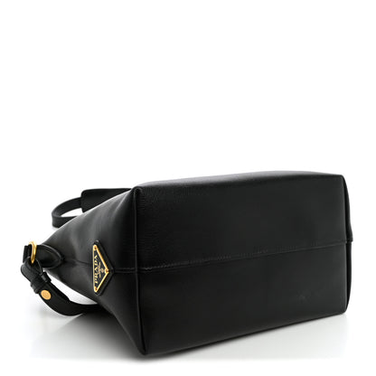 Prada Glace Calfskin Embossed Logo Tote Black 4 of 11
