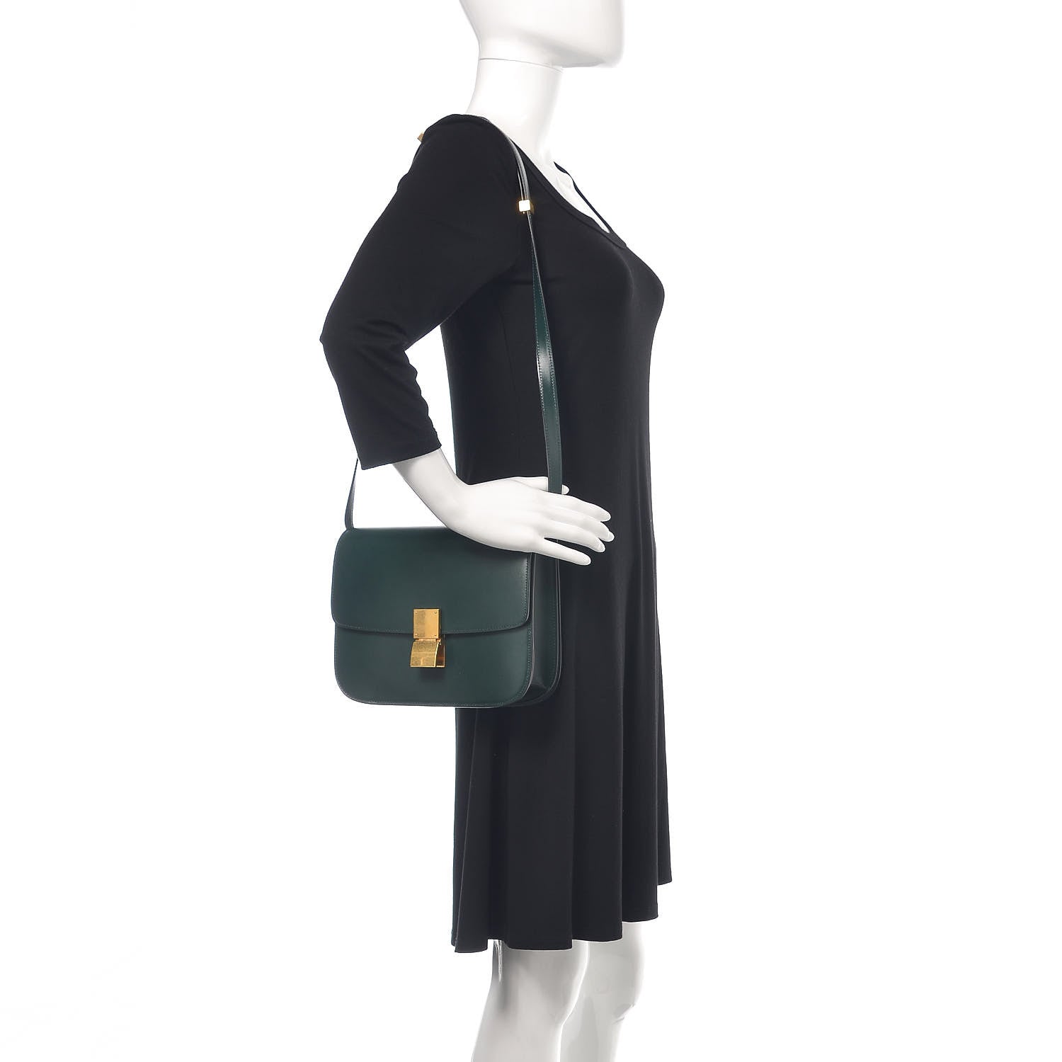 Celine Box Calfskin Medium Classic Box Flap Bag Dark Green 2 of 10