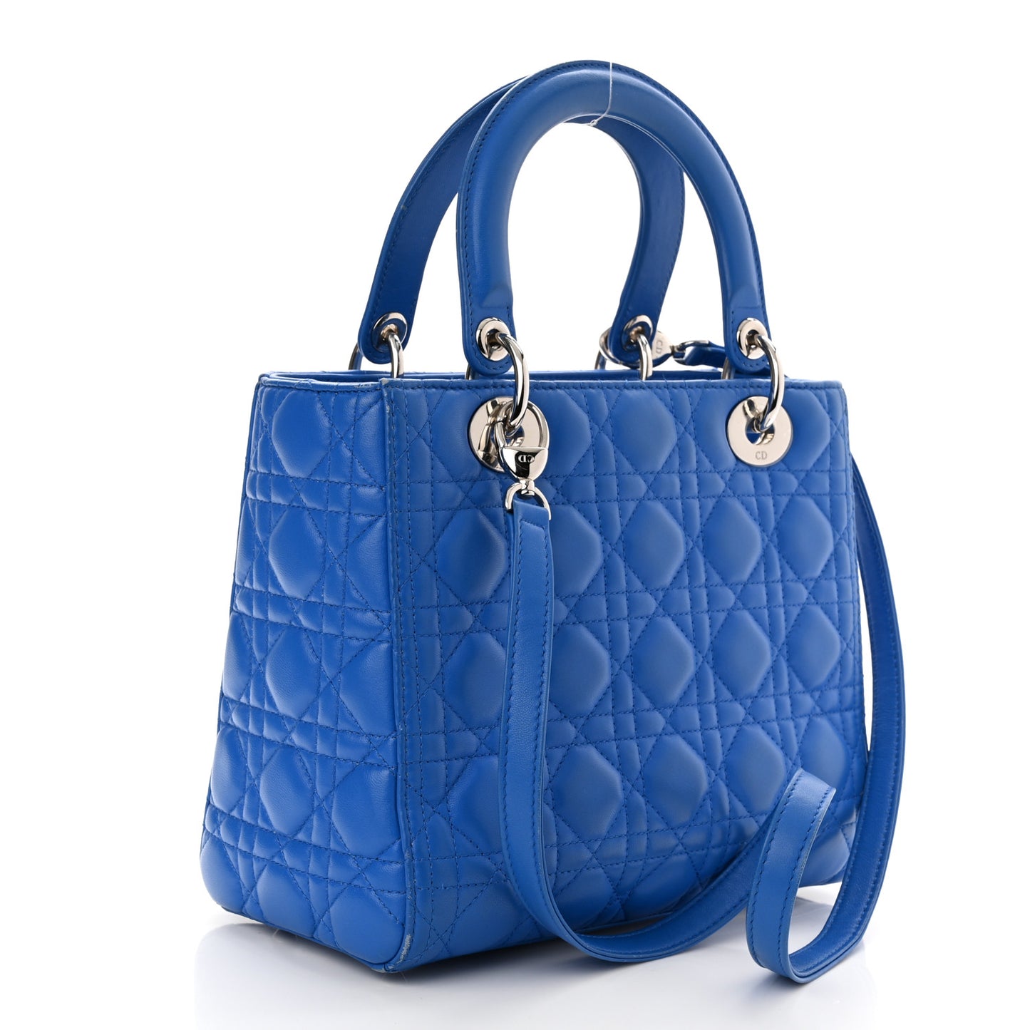 Lambskin Cannage Medium Lady Dior Blue Persan