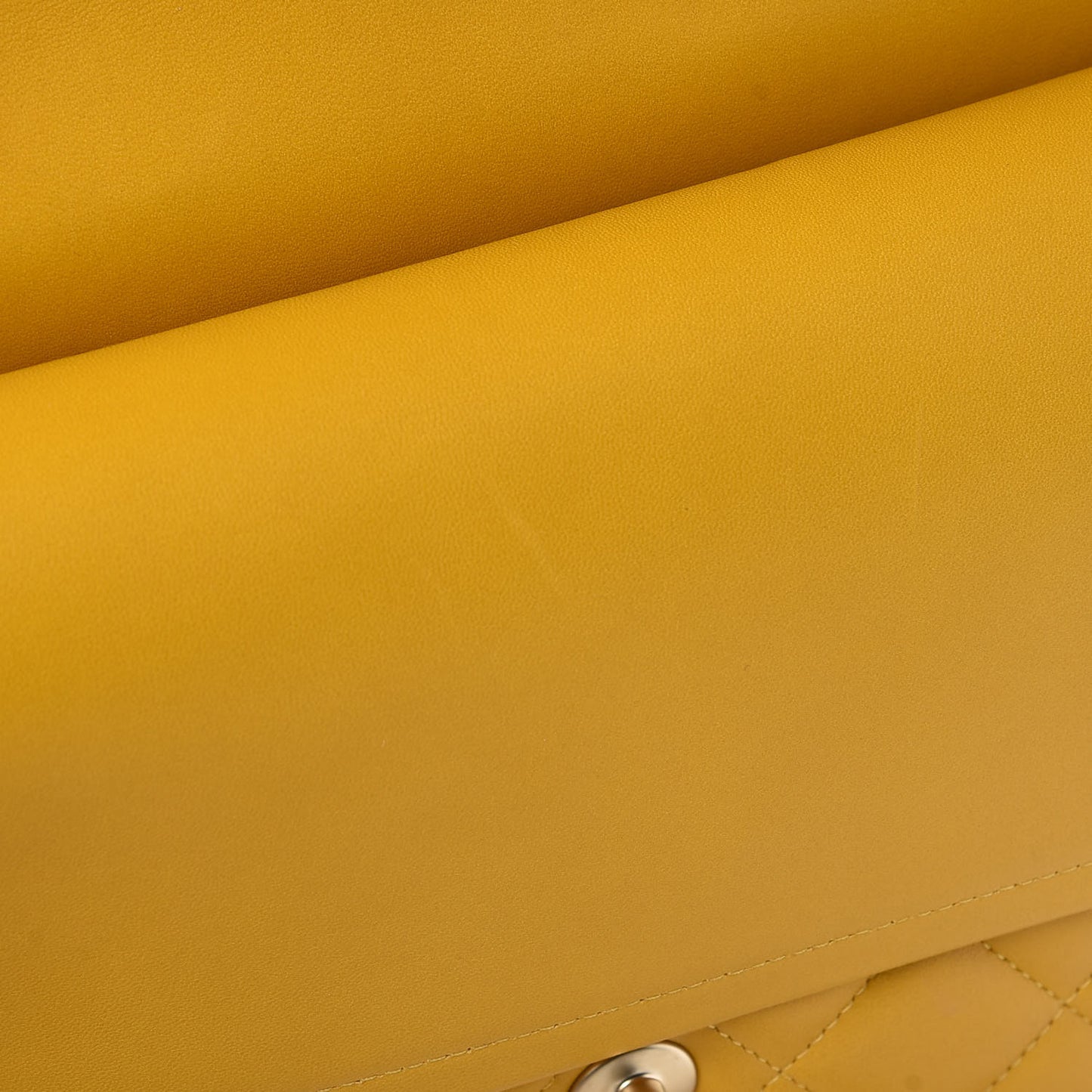 Lambskin Quilted Jumbo Double Flap Yellow