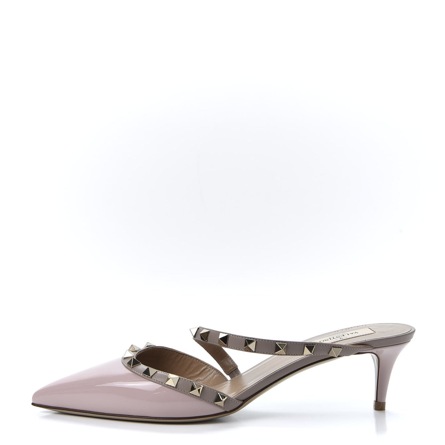 Patent Rockstud Cross Strap 50mm Mules 40 Water Rose Poudre