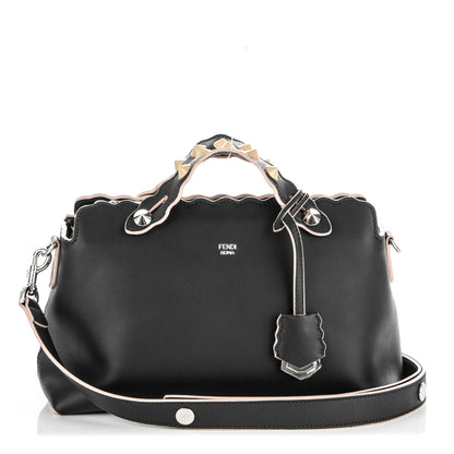 Fendi Vitello Dolce Scalloped Studded Medium By The Way Boston Bag Blu Notte 1 of 7