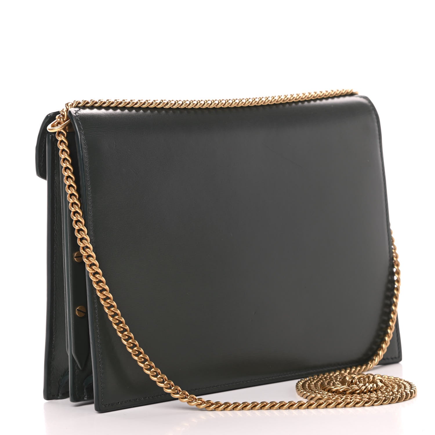 Saint Laurent Smooth Calfskin Monogram Cassandra Clasp Bag Dark Green 3 of 15
