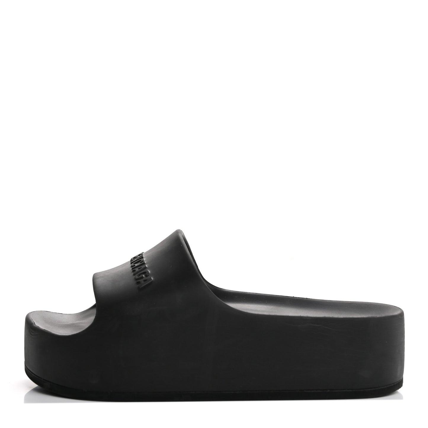 Rubber Chunky Platform Slide Sandals 35 Black