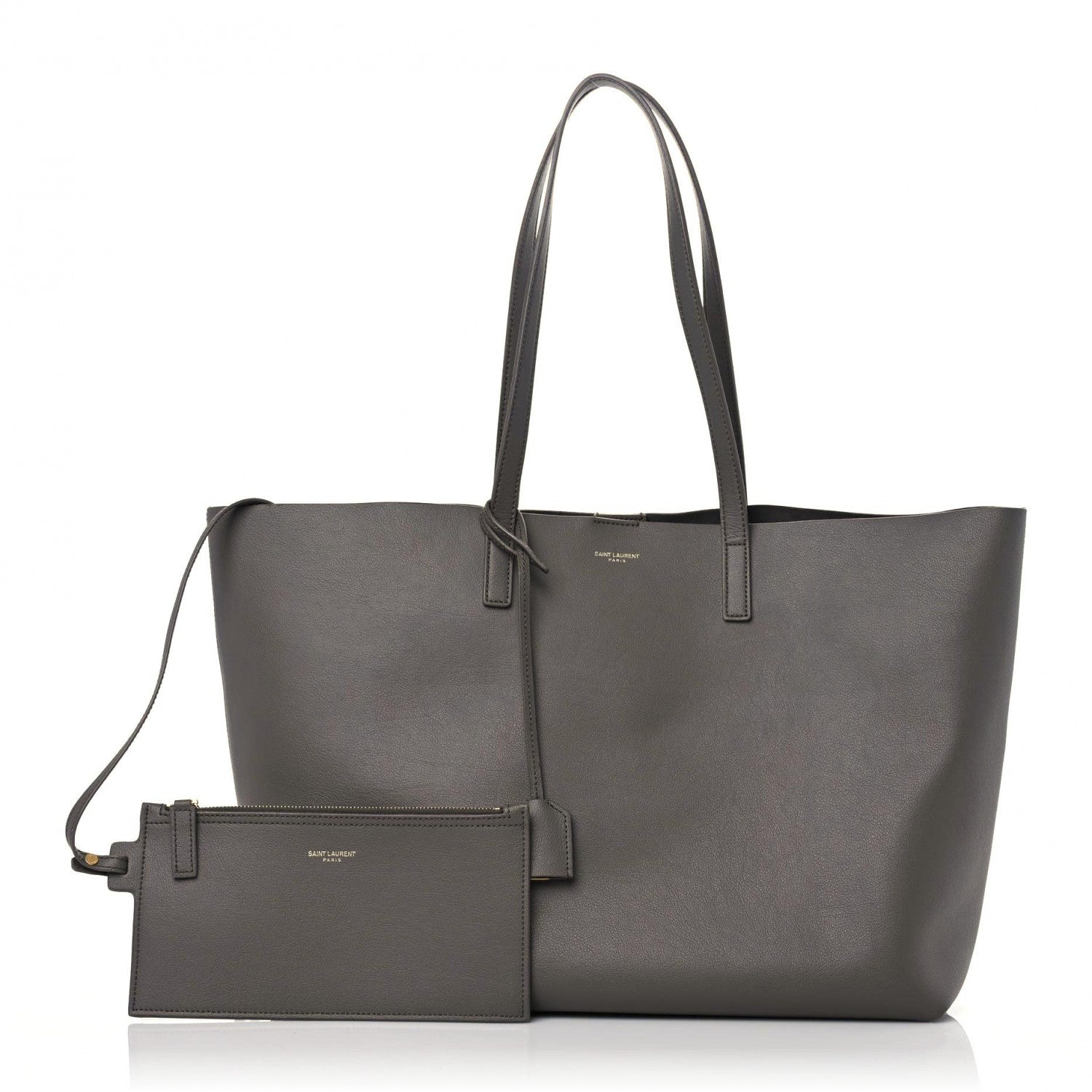 Saint Laurent Calfskin Large Shopping Tote Fog 1 of 15