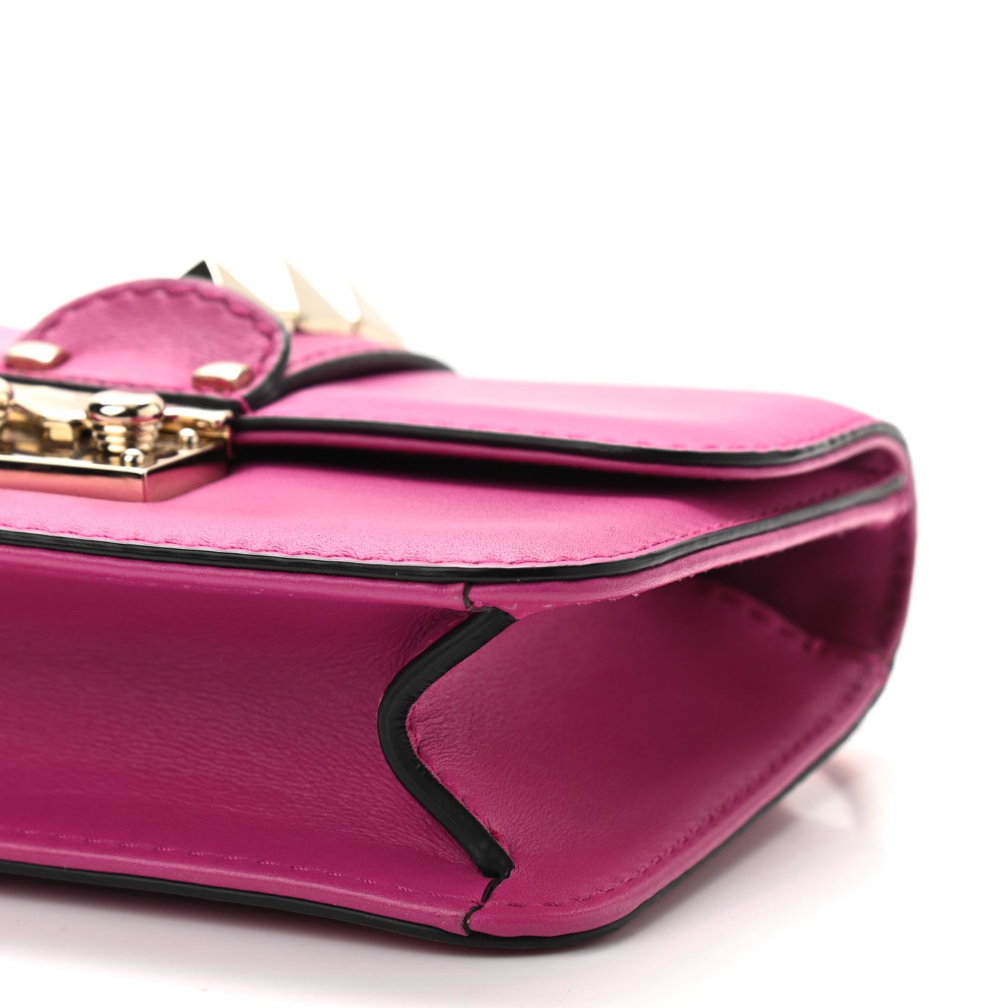 Vitello Mini Glam Lock Rockstud Flap Fuxia