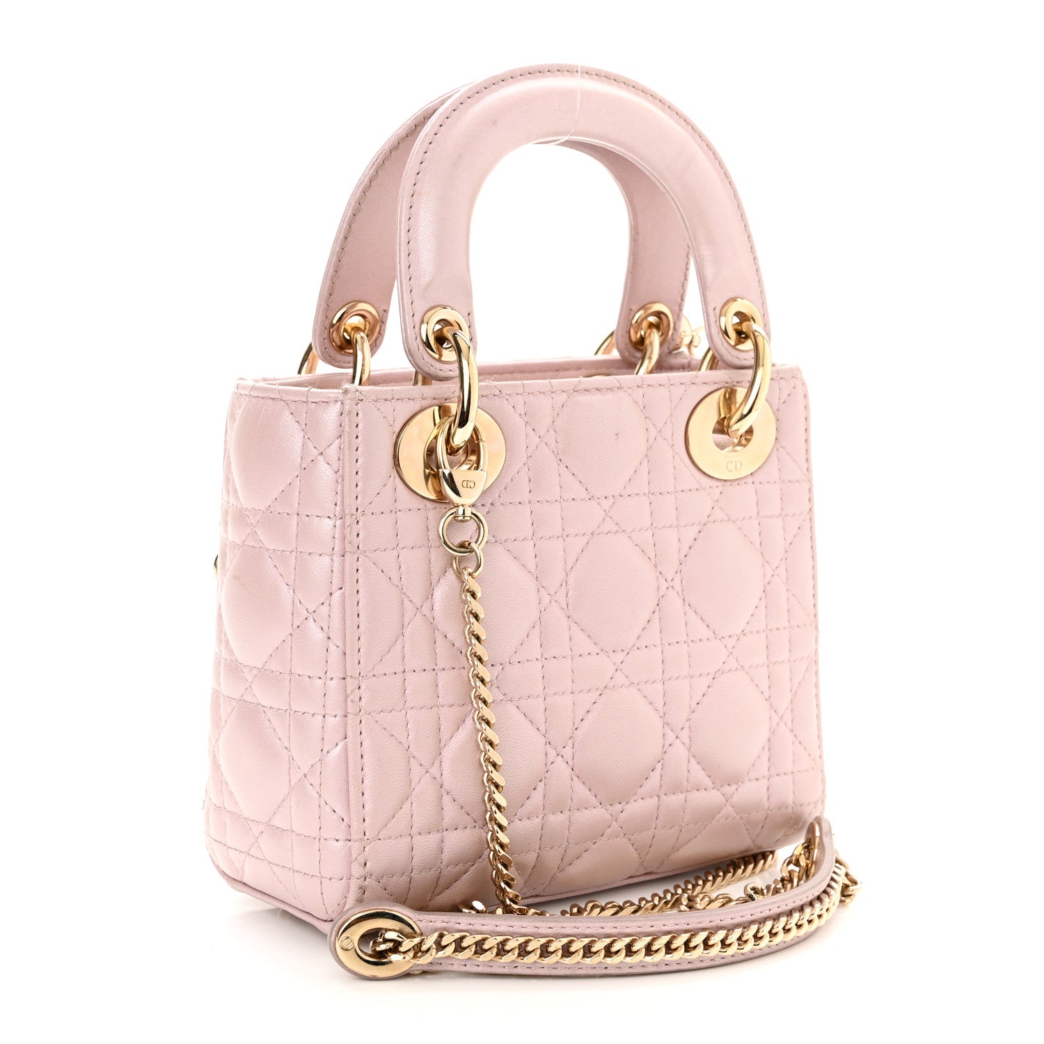 Christian Dior Metallic Lambskin Cannage Mini Lady Dior Lotus 3 of 10