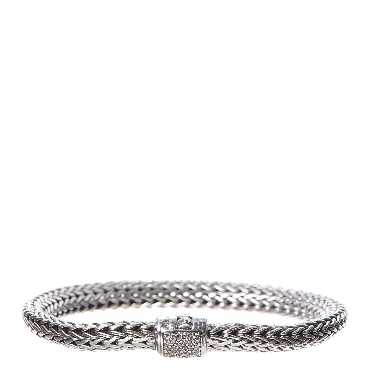 John Hardy Sterling Silver Pave Diamond Medium Classic Chain Clasp Bracelet 1 of 7