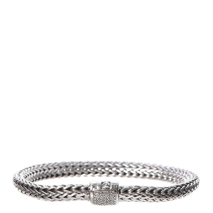 John Hardy Sterling Silver Pave Diamond Medium Classic Chain Clasp Bracelet 1 of 7