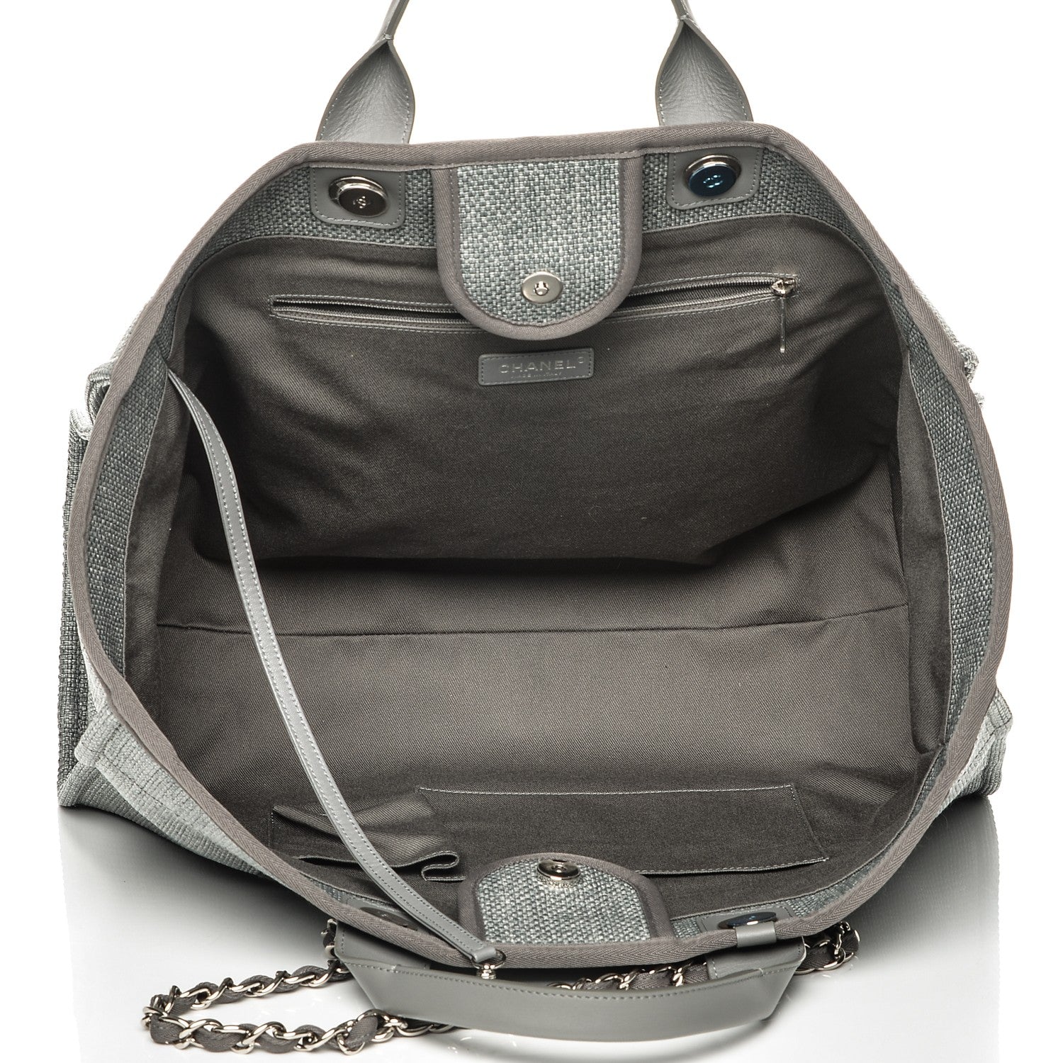 Chanel Canvas Large Deauville Tote Grey 5 of 8