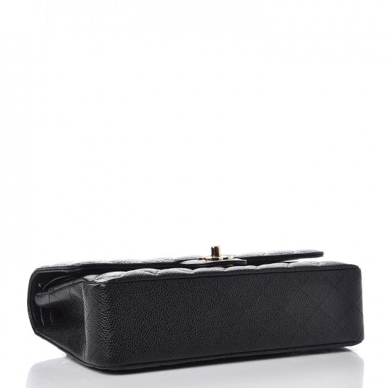Caviar Quilted Medium Double Flap Black
