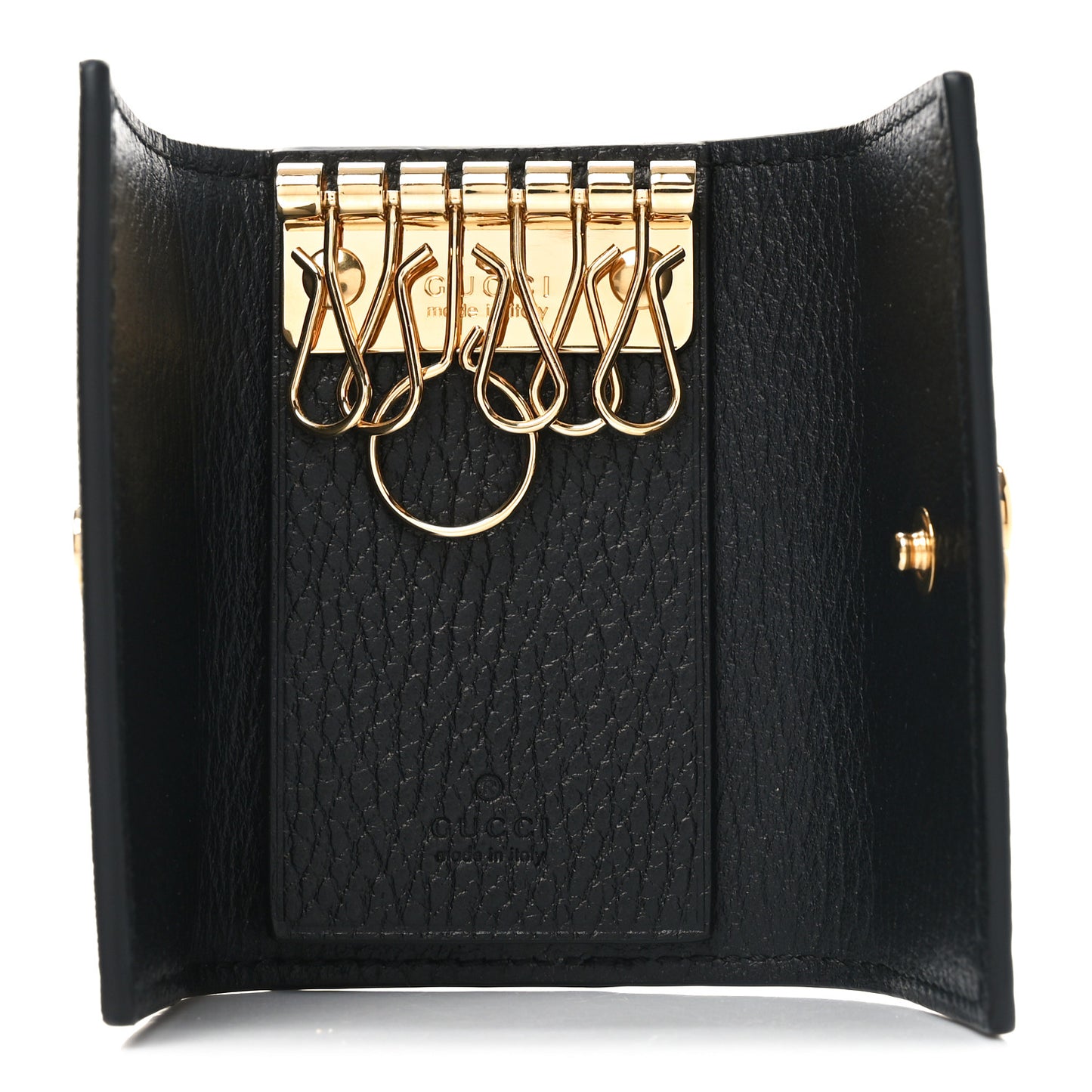 Dollar Calfskin GG Supreme Monogram GG Marmont 6 Key Holder Case Black Beige Ebony