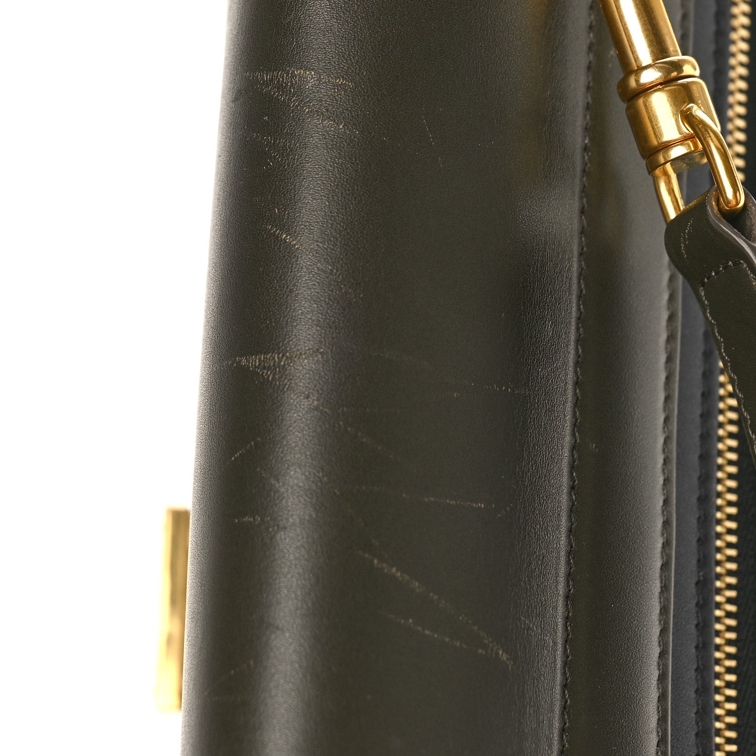 Celine Satin Calfskin Tri-Color Trapeze Khaki 9 of 11