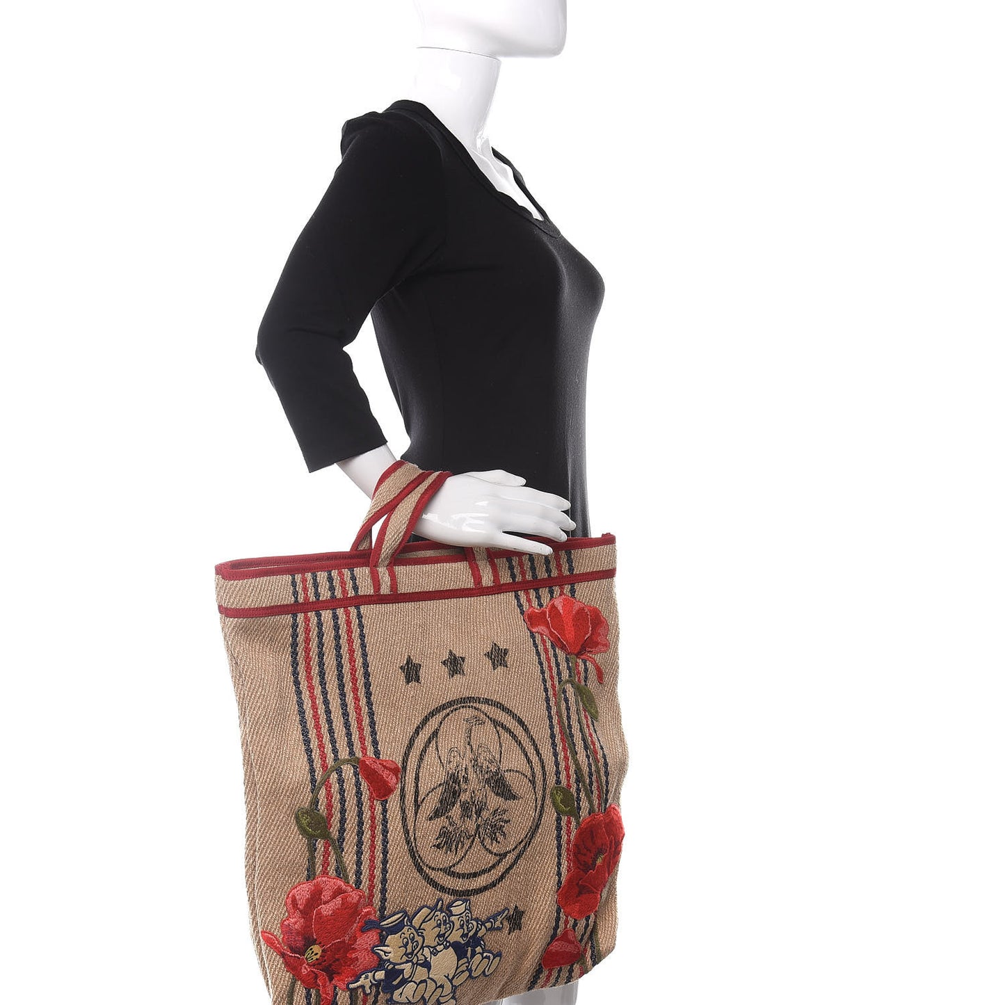 Straw Juta Printed Arles Tote Beige