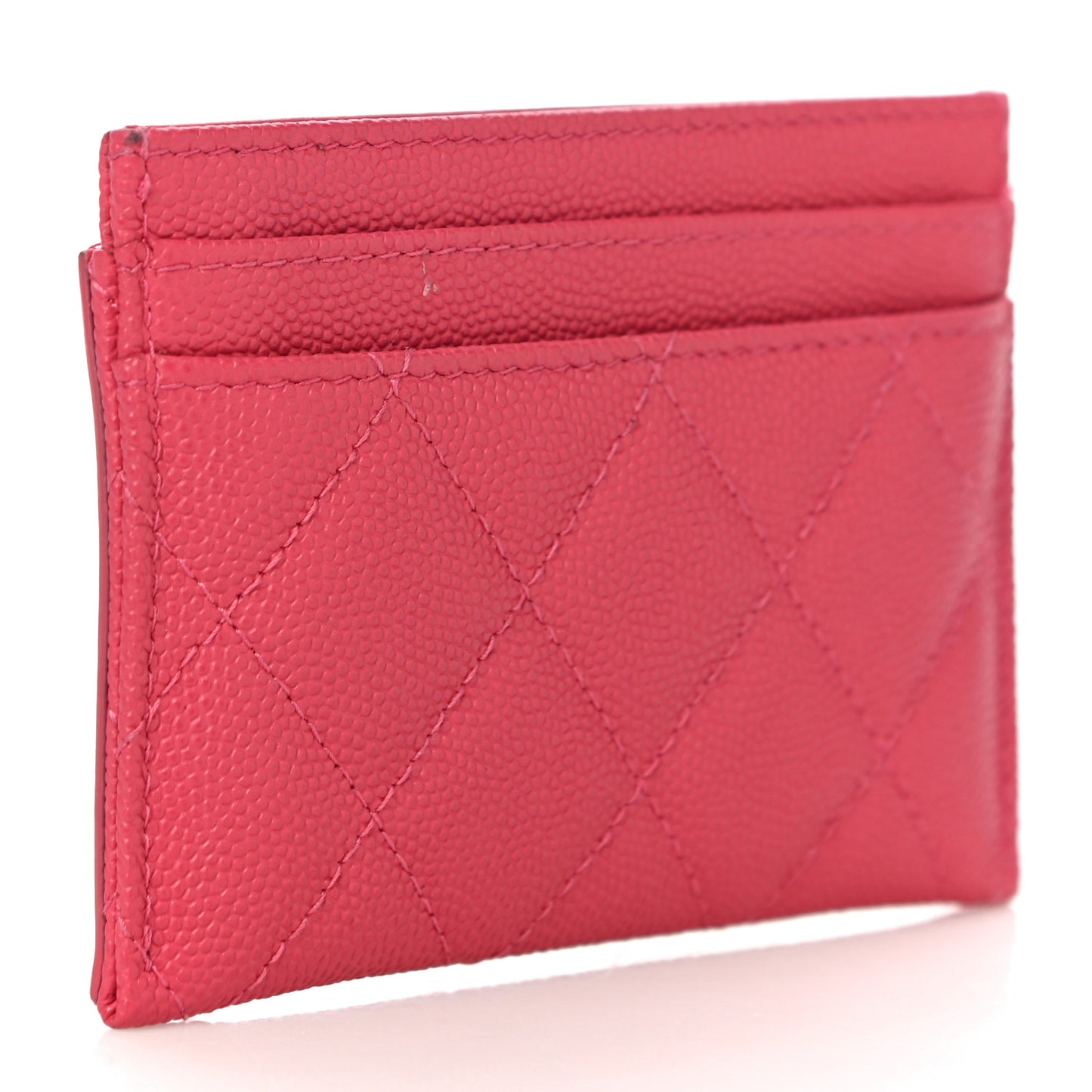 Caviar Quilted Filigree Card Holder Pink