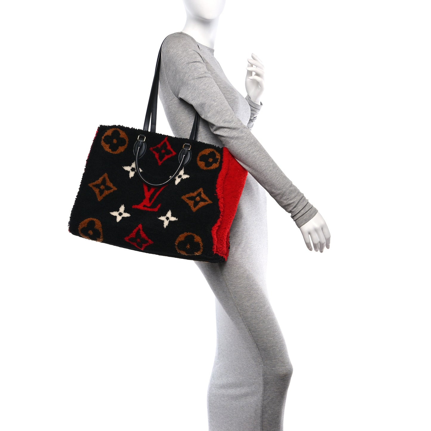 Shearling Monogram Giant Teddy Onthego GM Black Red
