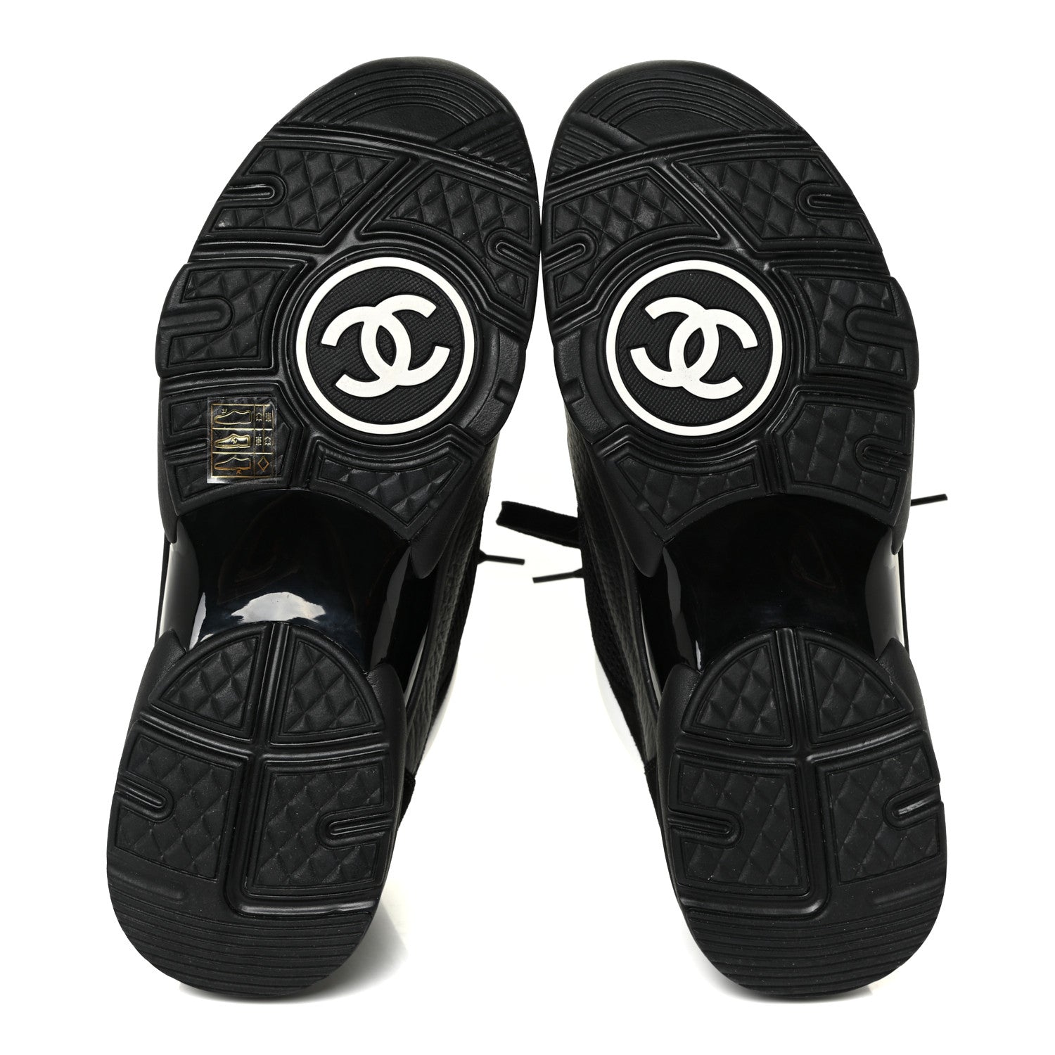 Chanel Mesh Suede Grained Calfskin Womens CC Sneakers 41 Black White 5 of 14