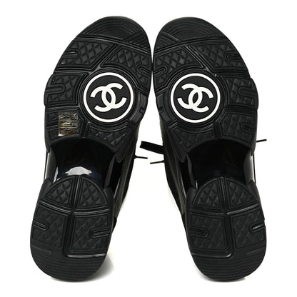 Chanel Mesh Suede Grained Calfskin Womens CC Sneakers 41 Black White 5 of 14