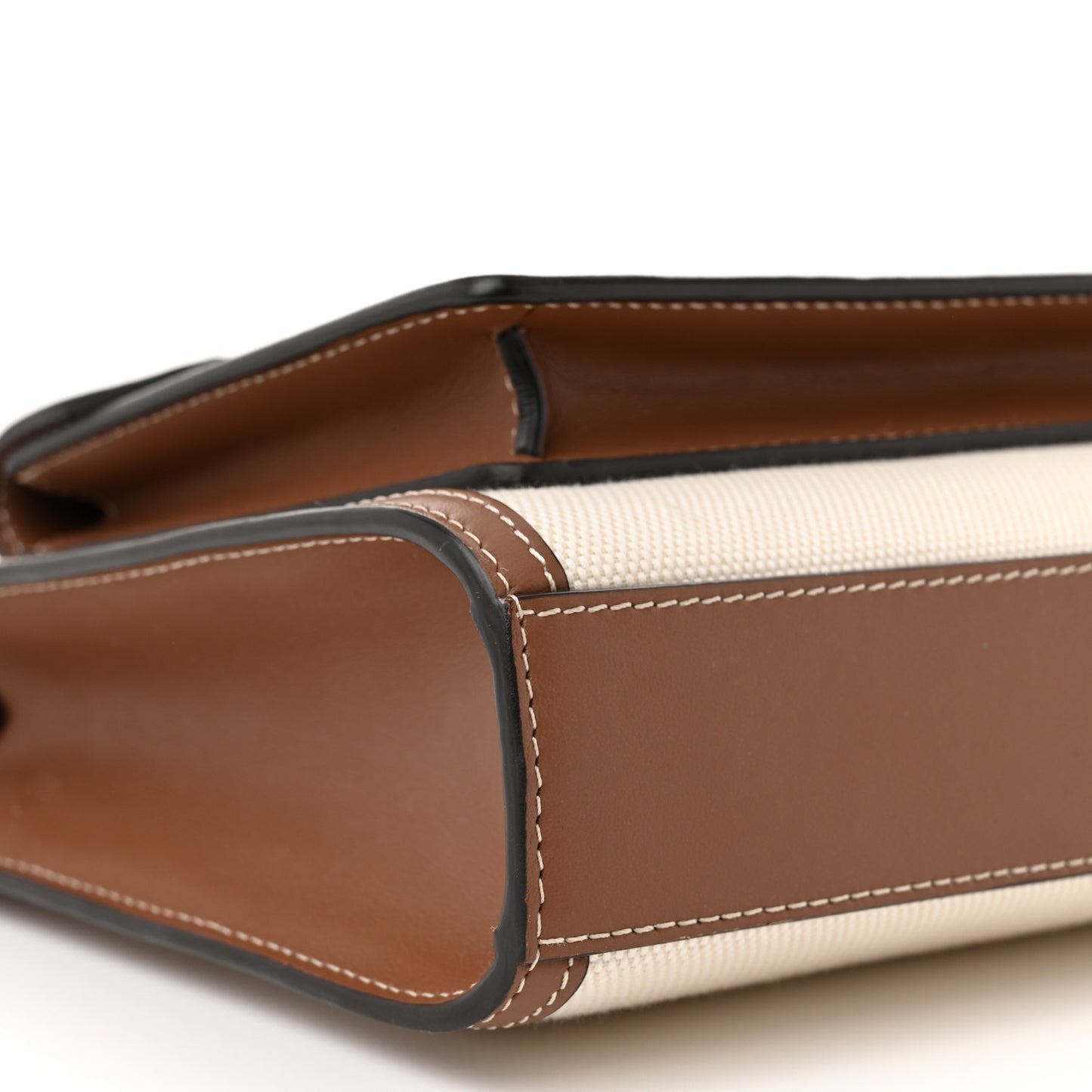 Canvas Smooth Calfskin Two Tone Mini Pocket Bag Natural Malt Brown