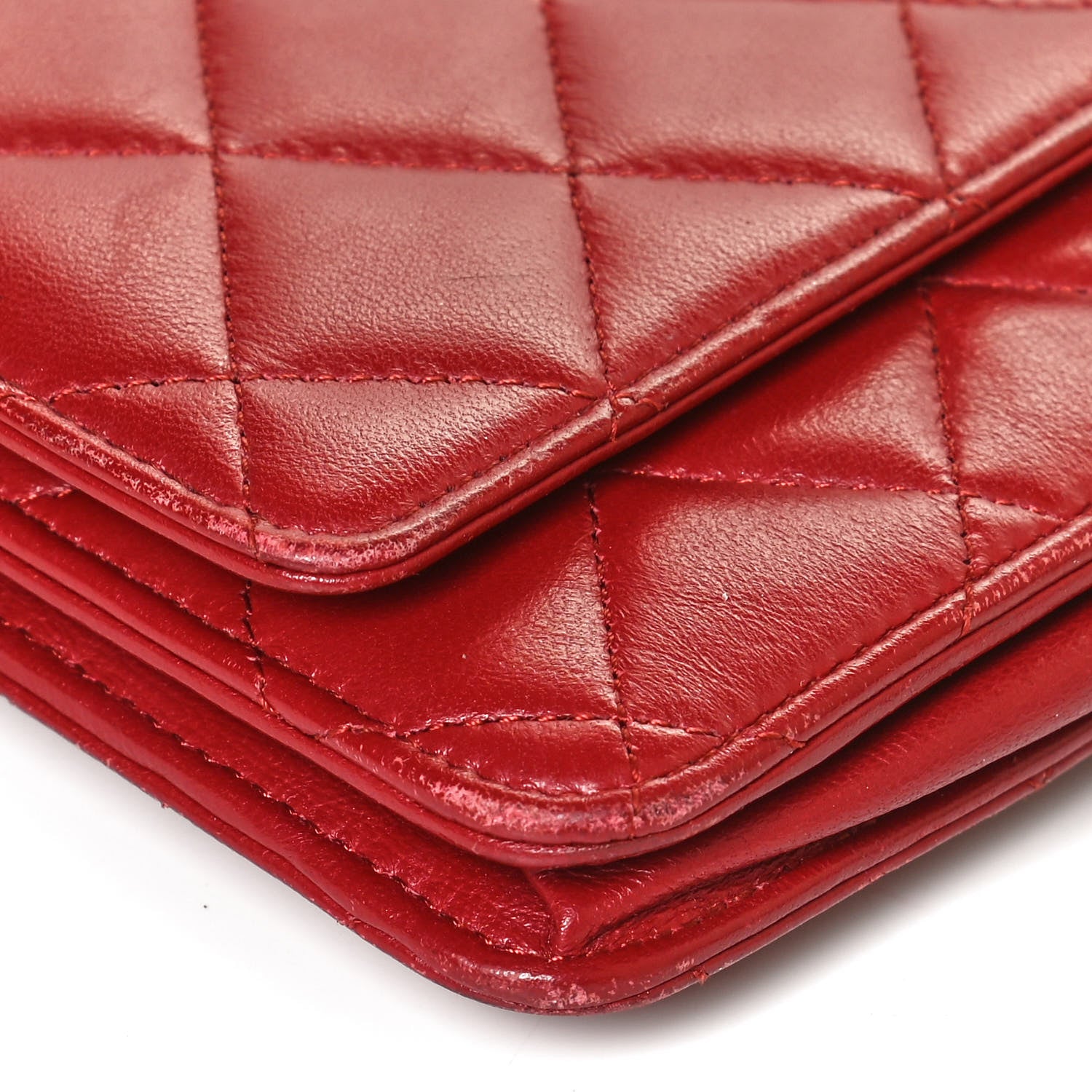Chanel Lambskin Quilted Wallet On Chain WOC Red 12 of 12
