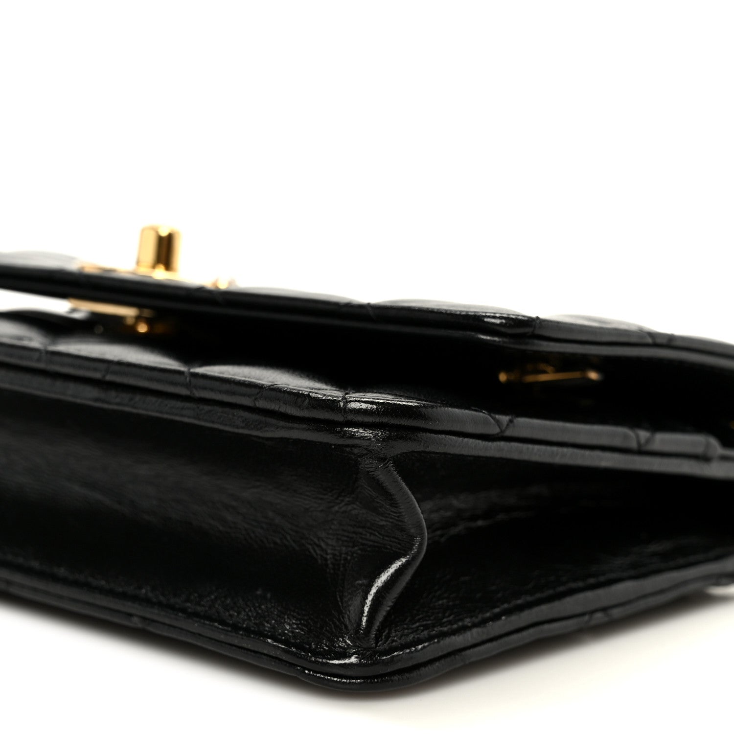 Chanel Shiny Lambskin Quilted CC Pearl Wallet on Chain WOC Black 12 of 13