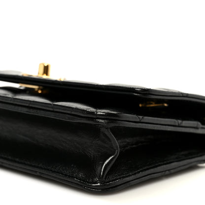 Chanel Shiny Lambskin Quilted CC Pearl Wallet on Chain WOC Black 12 of 13
