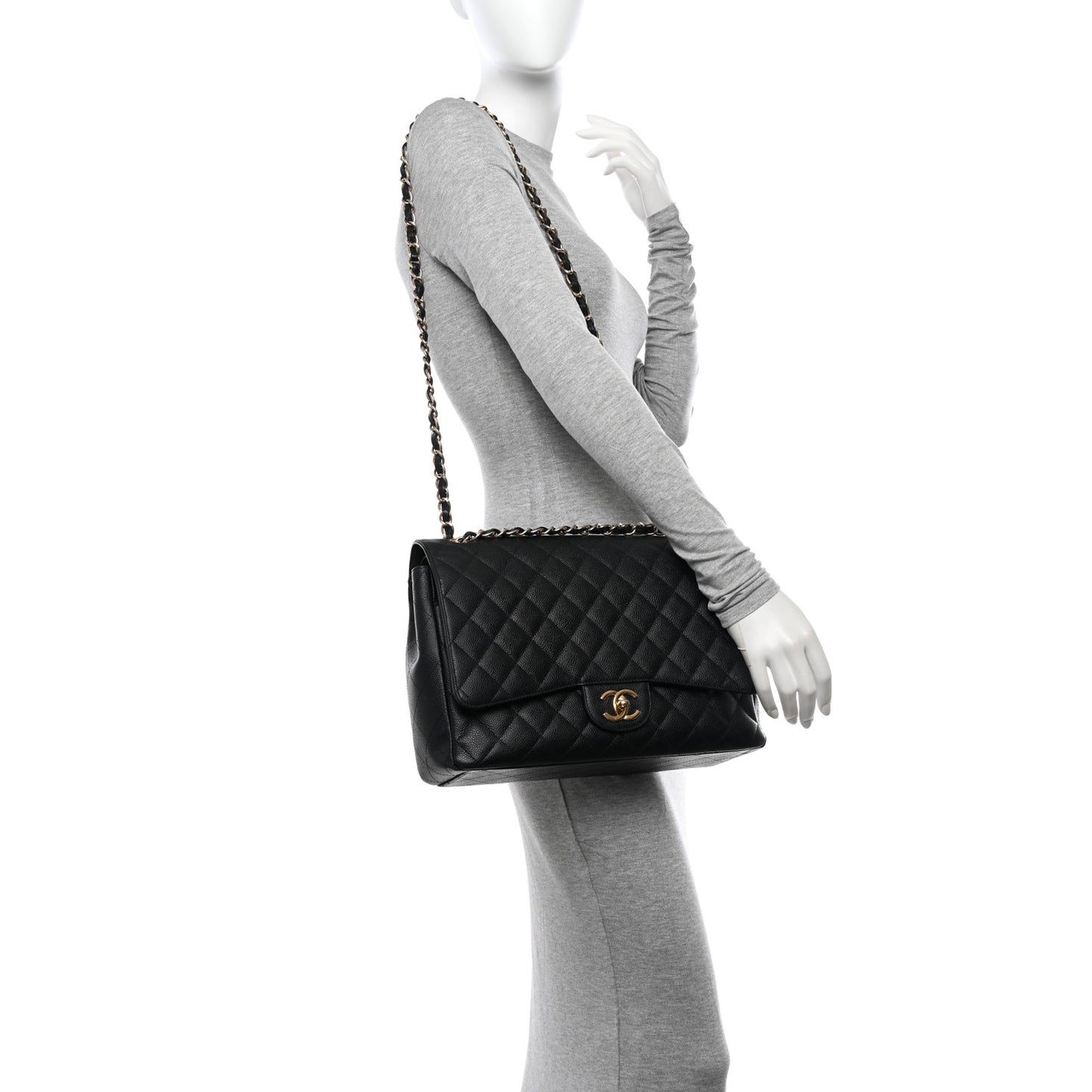 Caviar Quilted Maxi Double Flap Black