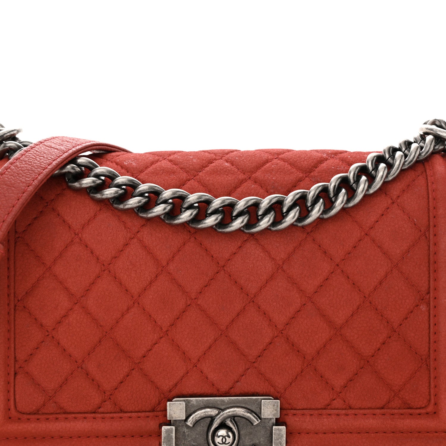 Chanel Suede Caviar Quilted Medium Boy Flap Red 8 of 17