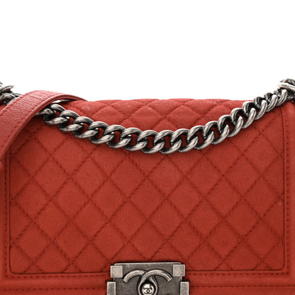 Chanel Suede Caviar Quilted Medium Boy Flap Red 8 of 17