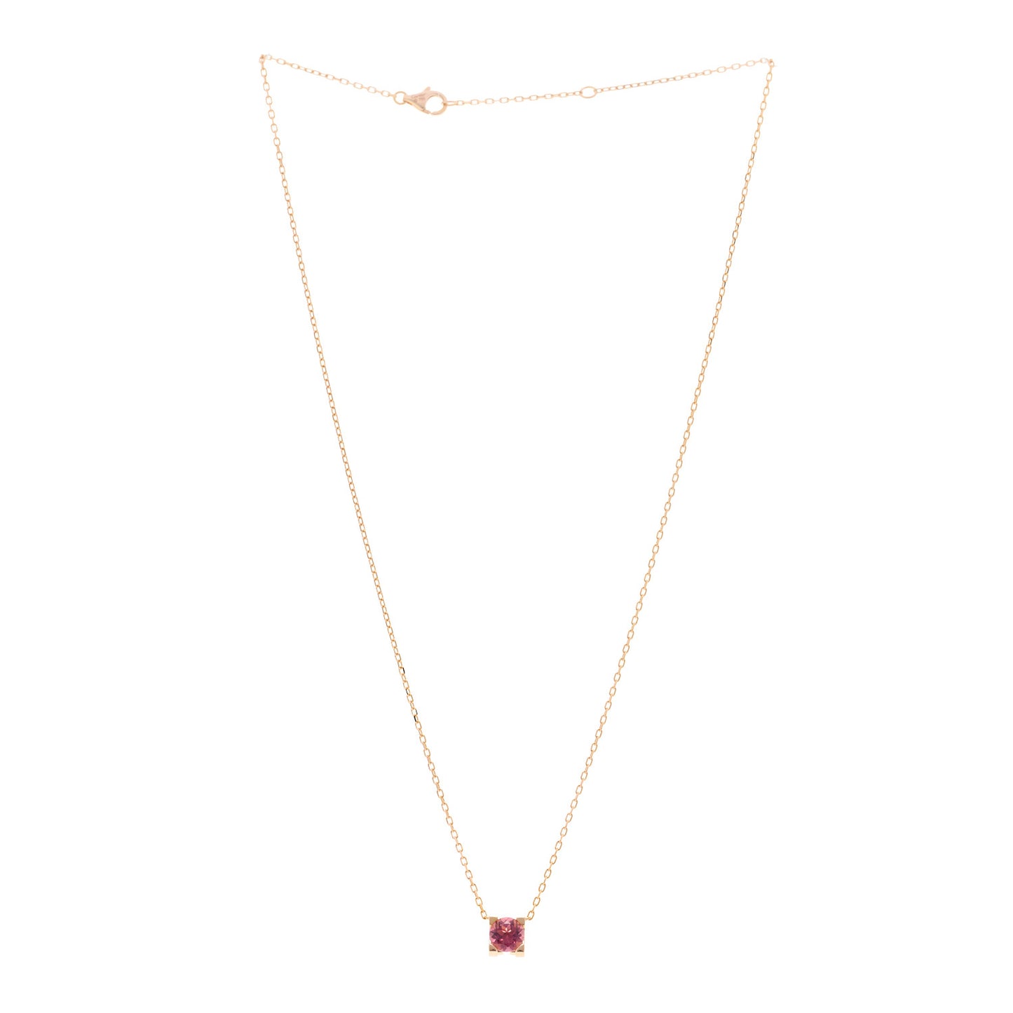 18K Pink Gold Pink Tourmaline C De Cartier Pendant Necklace