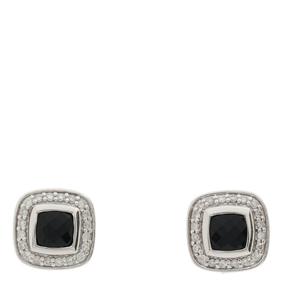 David Yurman Sterling Silver Diamond Black Onyx 5mm Petite Albion Earrings 1 of 4