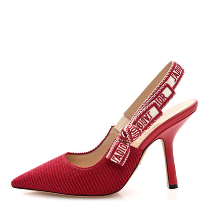 Christian Dior Technical Canvas Ribbon J Adior Slingback 100mm Pumps 36 Cherry 1 of 8