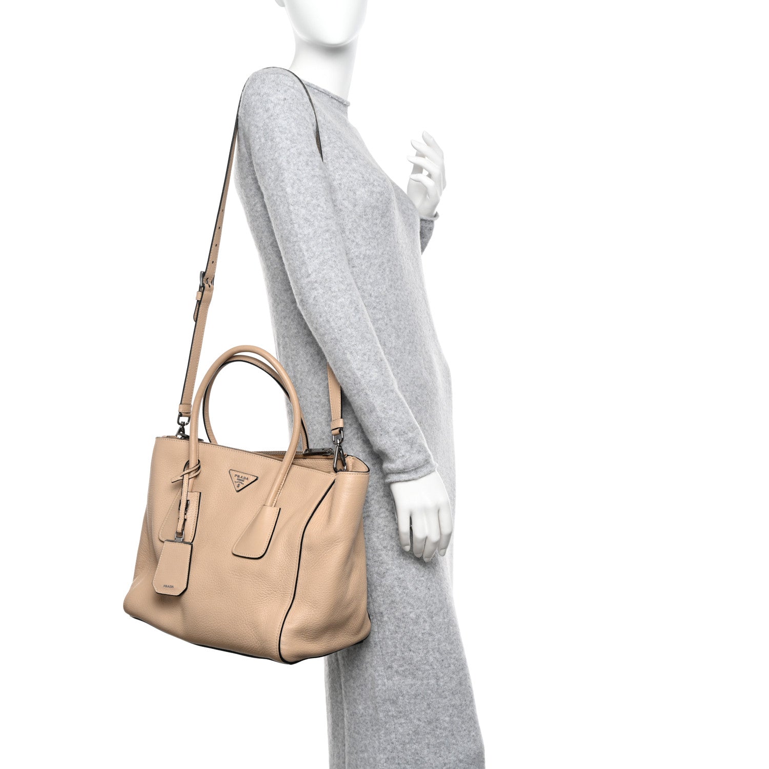 Prada Vitello Daino Twin Pocket Tote Sabbia 3 of 10