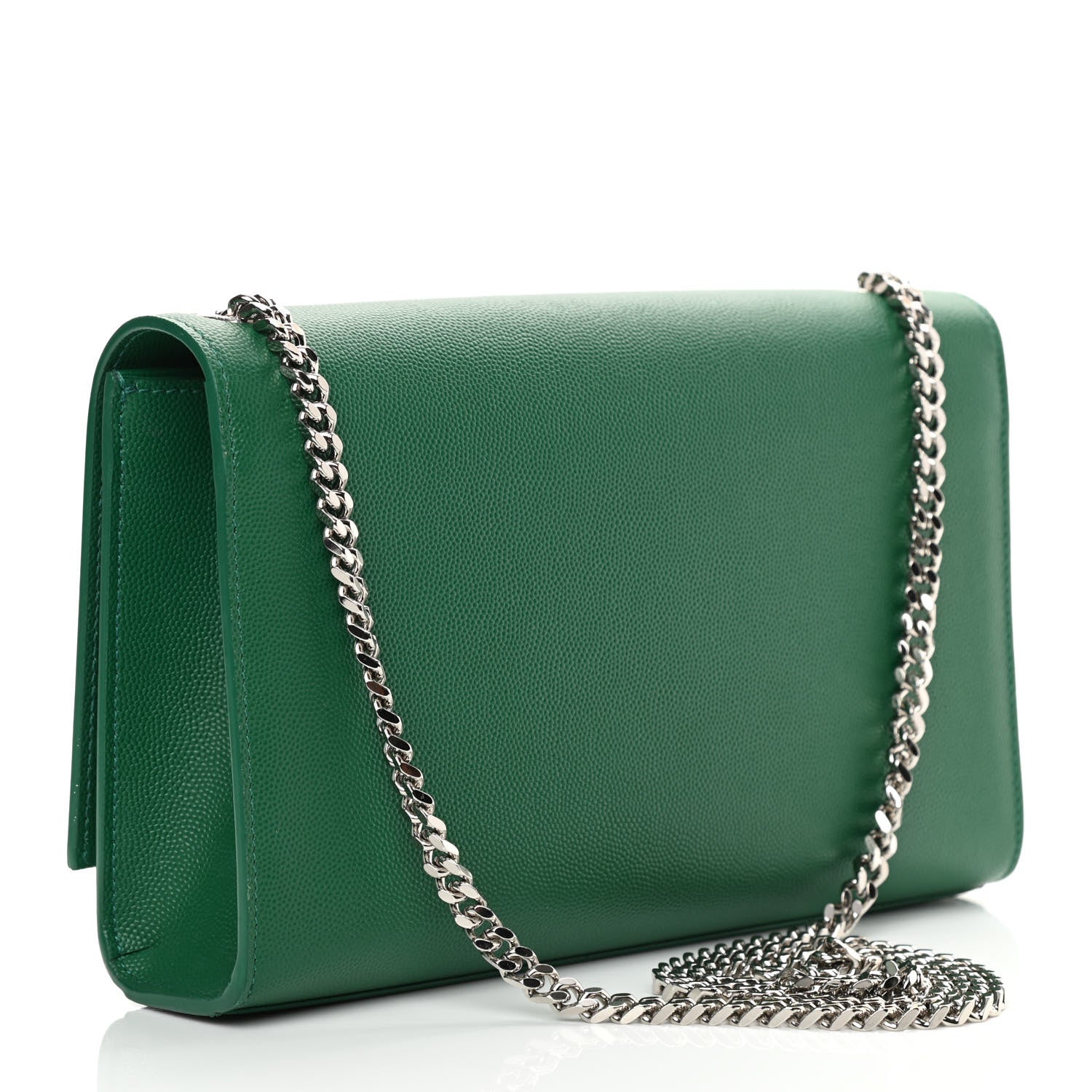Saint Laurent Grain De Poudre Calfskin Medium Classic Monogram Kate Tassel Satchel Green 2 of 10