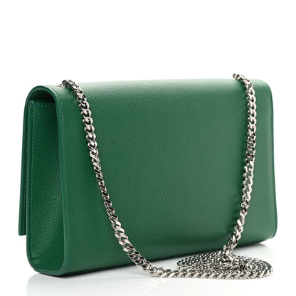 Saint Laurent Grain De Poudre Calfskin Medium Classic Monogram Kate Tassel Satchel Green 2 of 10