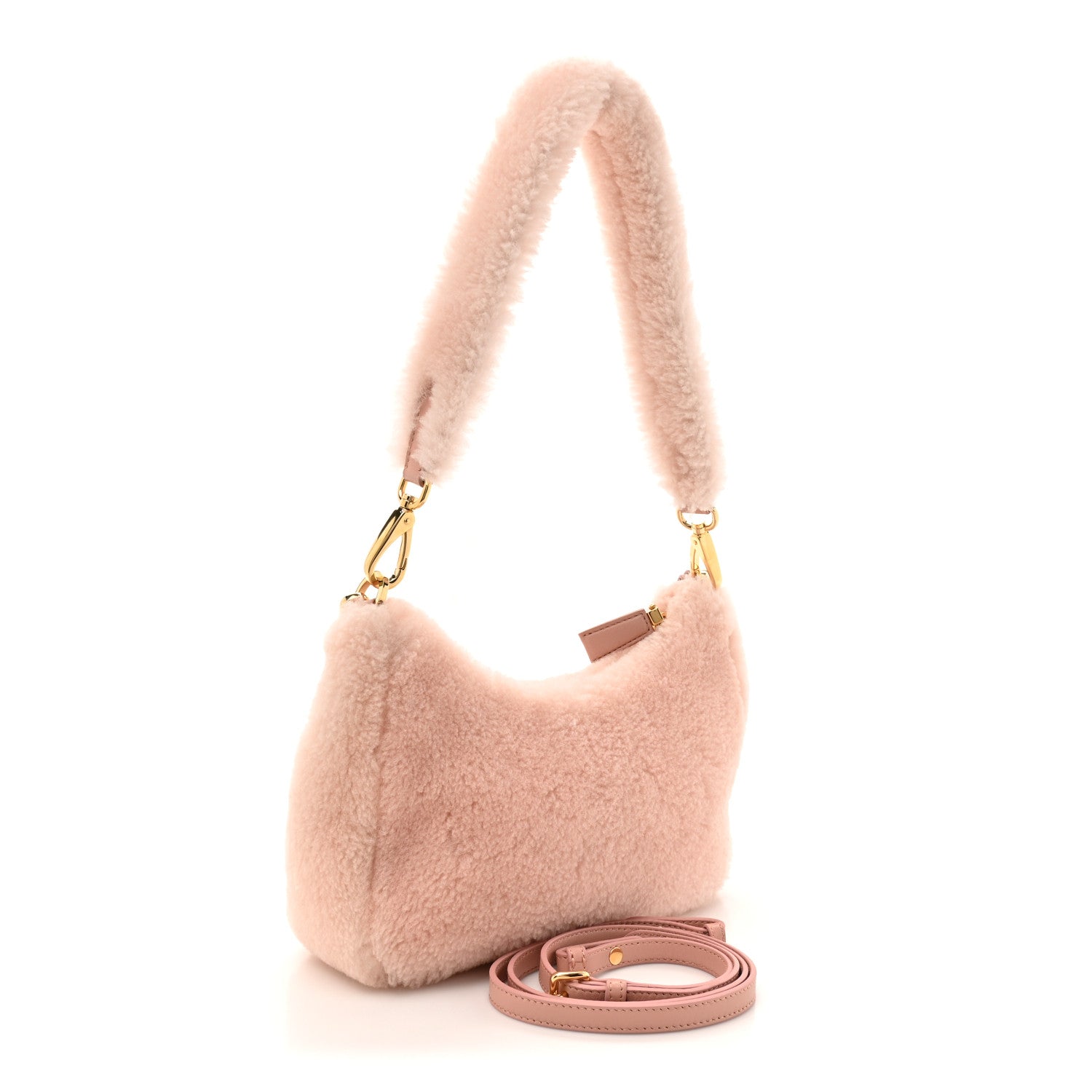 Prada Shearling Nappa Mini Re-Edition Shoulder Bag Orchidea 2 of 10